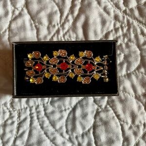 Orange and green crystal floral bracelet